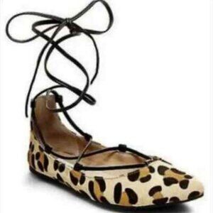 Steve Madden animal print calf hair lace up pointed toe flats